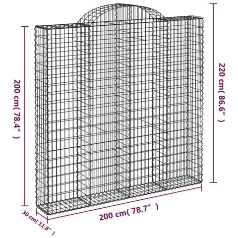 Cesto Gabbione Ad Arco 200x30x200/220 Cm Ferro Zincato - Foto 4