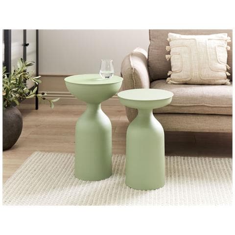 Set Di 2 Tavolini Cota /tenjo Metallo Verde Chiaro - Foto 1