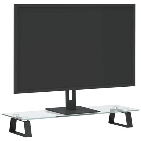 Supporto Per Monitor Nero 60x20x8cm Vetro Temperato E Metallo - Foto 3