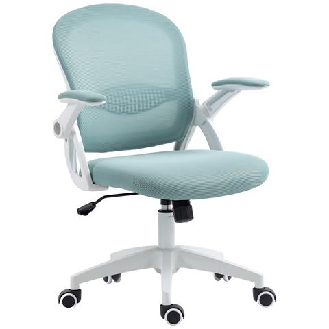 Sedia Da Ufficio Ergonomica Con Schienale A Rete E Altezza Regolabile, 65.5x61.5x88-97.5cm, Azzurro - Foto 1