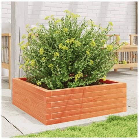 Fioriera Giardino Marrone Cera 70x70x23 Cm Legno Massello Pino - Foto 3