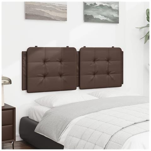 Cuscino Testiera Marrone 120 Cm In Similpelle - Foto 3