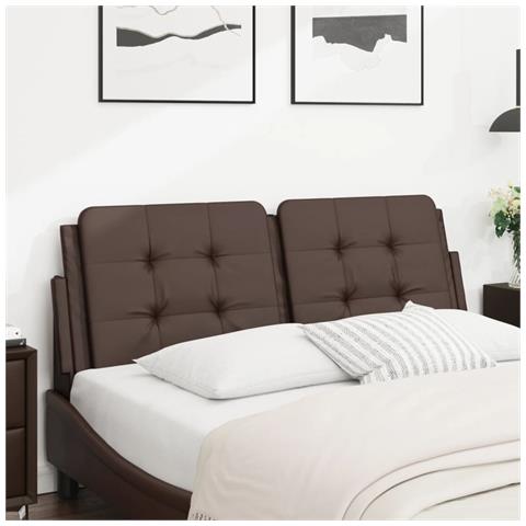 Cuscino Testiera Marrone 120 Cm In Similpelle - Foto 1
