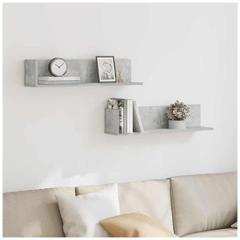 Mensole A Muro 2pz Grigio Cemento 75x16,5x16,5 Cm In Truciolato - Foto 3