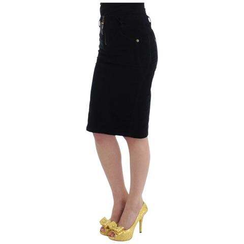 Gonna Tubino In Velluto A Coste Nero - It46-xl - Foto 2