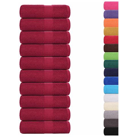 Asciugamani Ospiti 10 Pz Bordò 30x50 Cm 360 G /m 100% Cotone - Foto 2