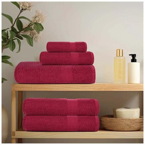 Asciugamani Ospiti 10 Pz Bordò 30x50 Cm 360 G /m 100% Cotone - Foto 3