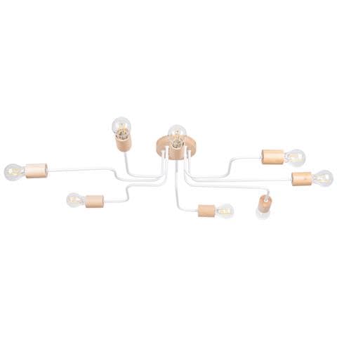 Lampadario Timbo 8 Bianco Sl. 1667 - Soppalco Lampadario Bianco /legno Naturale 16.5x100x60 Cm - Foto 1