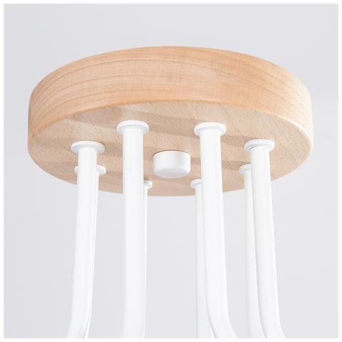 Lampadario Timbo 8 Bianco Sl. 1667 - Soppalco Lampadario Bianco /legno Naturale 16.5x100x60 Cm - Foto 8