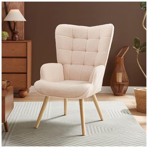 Stella Poltrona Scandinava In Spugna Beige Con Cuciture - Foto 1