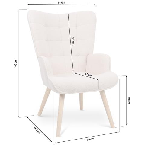 Stella Poltrona Scandinava In Spugna Beige Con Cuciture - Foto 8