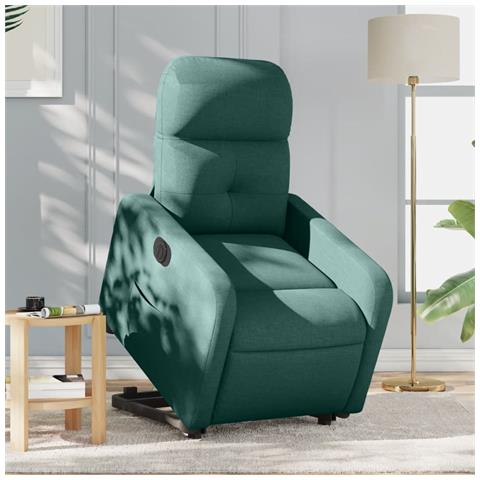 Poltrona Alzapersona Reclinabile Elettrica Verde Scuro Tessuto - Foto 1