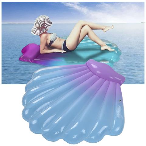 Materasso Gonfiabile A Forma Di Conchiglia. 150x150 Cm 150x150x60 Cm. Colore Blu - Foto 2