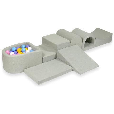 Grootste Foam Speelset Met Microzwembad Lichtgrijs Met Ballen 100 Stuks (lichtblauw, Geel, Geme Leerd, Poederroze, Wit) - Foto 1