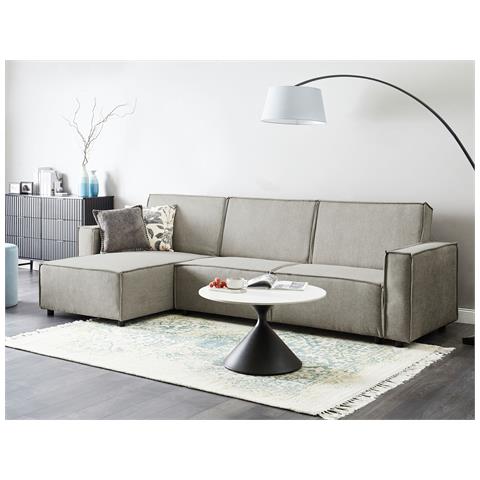 Divano Letto Angolare 3 Posti Romedal Ii Tessuto Beige Lato Destro - Foto 1