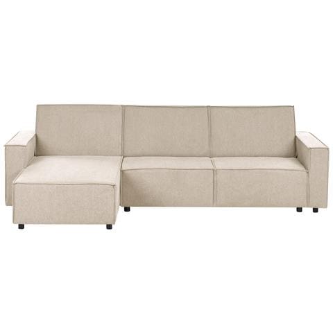 Divano Letto Angolare 3 Posti Romedal Ii Tessuto Beige Lato Destro - Foto 2