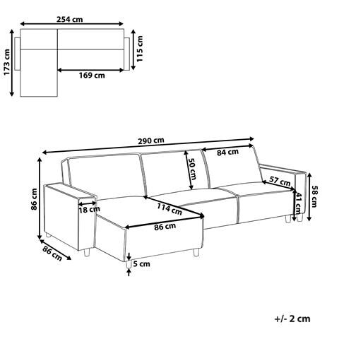 Divano Letto Angolare 3 Posti Romedal Ii Tessuto Beige Lato Destro - Foto 7
