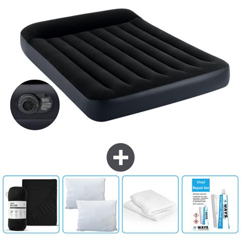 Set Materassino Gonfiabile - 191x137x25 Cm - Blu Scuro - Include Accessori Coordinati Cb17 - Foto 1