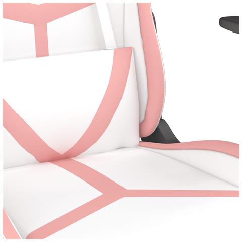 Sedia Da Gaming Massaggiante Bianco E Rosa In Similpelle - Foto 8