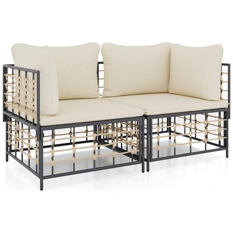 Divani Angolari Modulari con Cuscini 2 pz in Polyrattan - Foto 1