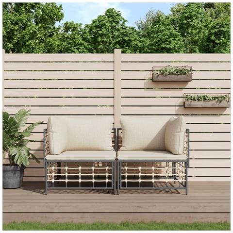 Divani Angolari Modulari con Cuscini 2 pz in Polyrattan - Foto 2