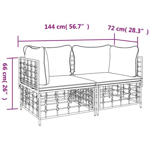 Divani Angolari Modulari con Cuscini 2 pz in Polyrattan - Foto 7