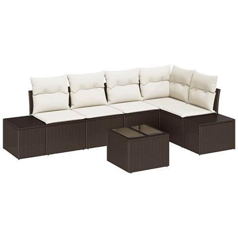 Set divano giardino 5 pezzi con cuscini grigi polirattan - Foto 1