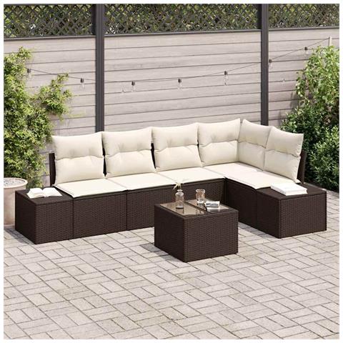 Set divano giardino 5 pezzi con cuscini grigi polirattan - Foto 2