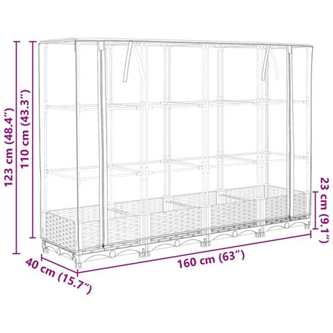 Letto Rialzato con Copertura Serra Effetto Rattan 160x40x123 cm - Foto 9
