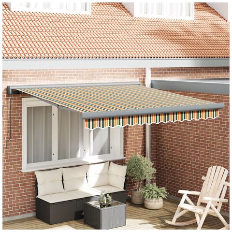 Tenda Retrattile Manuale  Verde e Giallo 350x250 cm, Tessuto di Ricambio per Tenda  per Struttura 3.5x2.5 m Verde e Giallo - Foto 2