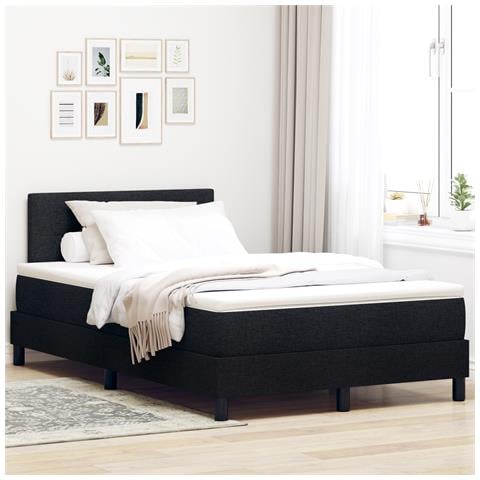 Letto Box Spring con Materasso Nero 120x200 cm Tessuto - Foto 2