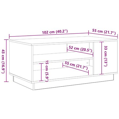 Tavolino da caffè in rovere nero 102x55x43 cm realizzato in legno ingegnerizzato - Foto 9