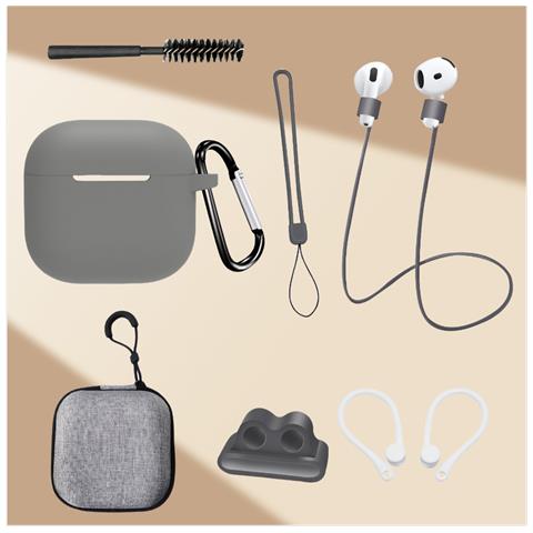 Set Di 8 Pezzi Per Airpods 4a Generazione In Grigio Scuro - Foto 3