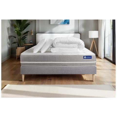 Pacchetto Letto Completo - Materasso 140x190cm + Box Spring Con Doghe (kit) + 2 Cuscini + Piumino - Actilatex Touch - Foto 1