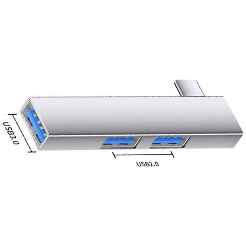 Adattatore Hub Usb-c A Doppio Usb 2.0 + Usb 3.0 In Alluminio Per Laptop E Dispositivi Compatibili Silver - Foto 2