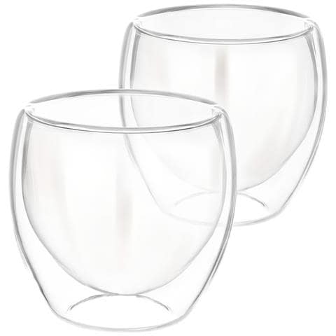 Set 2 Bicchieri Da 250 Ml Per Bevande Doppia Parete In Vetro Borosilicato, Trasparente - Foto 1