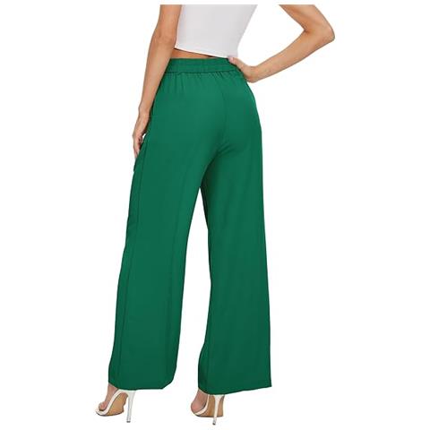 Pantaloni Da Donna A Vita Alta Gamba Larga Verde Xs - Foto 4