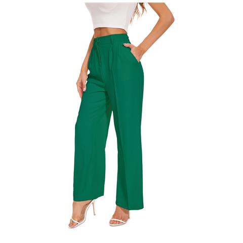 Pantaloni Da Donna A Vita Alta Gamba Larga Verde Xs - Foto 1