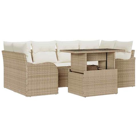 Set Divano da Giardino 7 pcs Beige 100 x 55 x 73 cm Poly Rattan - Foto 1