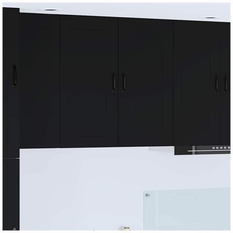 Pensile cucina con porta Nero 80 x 31 x 80 cm Legno multistrato - Foto 2