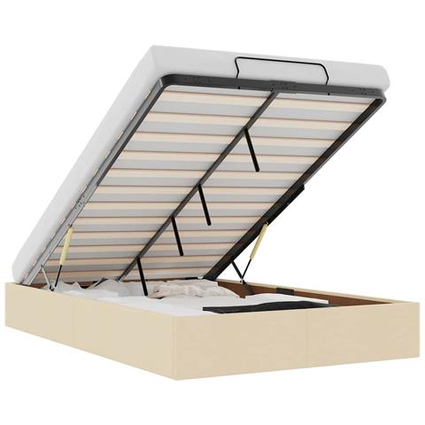 Struttura Letto Pouf senza Materasso Crema 120x190cm in Tessuto - Foto 1