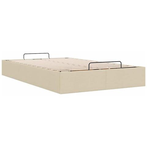 Struttura Letto Pouf senza Materasso Crema 120x190cm in Tessuto - Foto 9