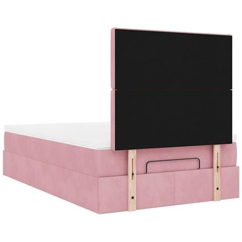 Struttura Letto Pouf con Materassi Rosa 120x190 cm Velluto - Foto 9