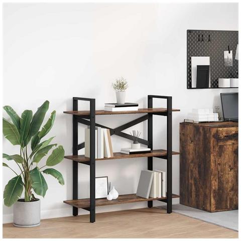 Libreria Rovere fumé 100 x 33,5 x 102 cm Legno multistrato - Foto 2