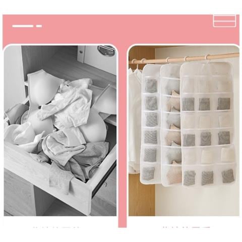 Organizzatore Sospeso A 6 Tasche Per Biancheria Intima /calze - Soluzione Salvaspazio - Foto 7