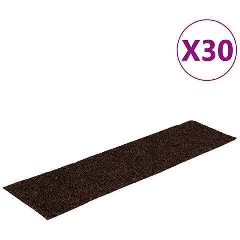 Tappetini per scale autoadesivi 30 pz 76x20 cm marrone rettangolari - Foto 1