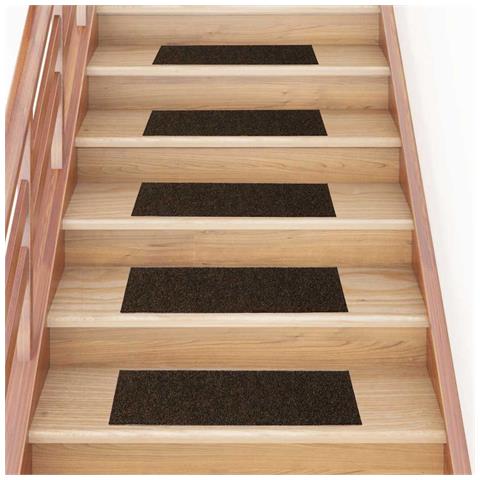 Tappetini per scale autoadesivi 30 pz 76x20 cm marrone rettangolari - Foto 2
