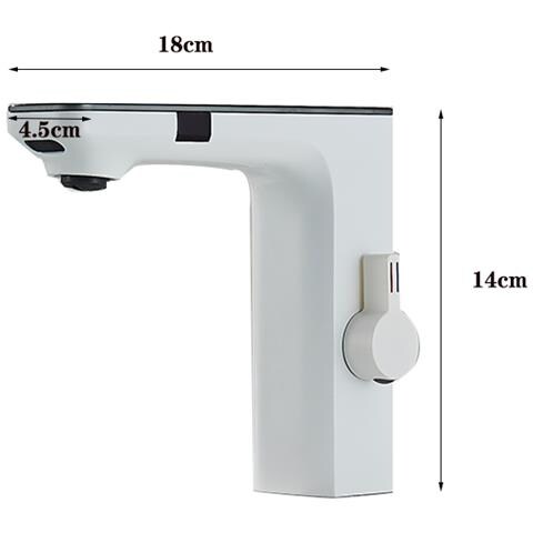 Rubinetto per lavabo da bagno, Blackswan, tipo M225, modello bianco, con display LCD e sensore, dimensioni 18 cm - Foto 4