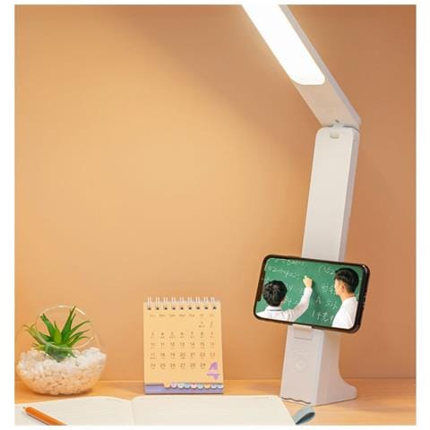Lampada Da Scrivania Led Bianca Con Supporto Per Telefono, 2000xh, Ricaricabile E Collegabile, Dimmerabile - Foto 2