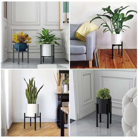 Supporto Decorativo Per Piante Con Tubo Rotondo In Metallo Nero - Porta Vasi Regolabile - Foto 2